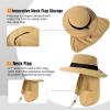 imageOversized XL XXL Mens UV 50 Waterproof Packable Mesh Neck Flap Sun Fishing Hat Bucket Bonnie HikingKhakiflap