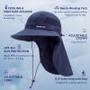 imageTOPEX Cooling Sun Hat with Neck Flap  UPF 50 Wide Brim Breathable Hat for Hiking Fishing ampamp Big HeadsNavy