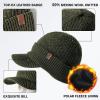imageTOPEX DryKnit Waterproof Visor Beanie Hat for Men  50 Merino Wool Brim Cap Fleece Lined Winter Hat for Big Heads6 Olive Green Waterproof