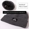 imageTOPEX MLXLXXL Beanies Hats Men Women Winter 100 Merino Wool Double LayerGreyfleece Lined