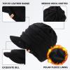 imageTOPEX Waterproof Merino Wool Visor Beanie Winter Hat with Brim for Men Women Knit Cap Bill Beanies Stocking Fleece Lined Cold Weather Protection Outdoor Black XL XXL Extra Large Big Head Oversize