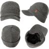 imageTOPEX Waterproof Visor Beanie Hat for Men Winter Knit Skull Stocking Cap with Brim Women Merino Wool ampamp Fleece Lined ampamp Water Proof Headwear for Cold Weather Gray Medium Large