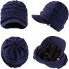 imageTOPEX Winter Waterproof Merino Wool Visor Beanie Hat with Brim for Men Women Stocking Warm Fleece LinedNavyblue584
