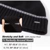 imageTOPEX XLXXL 100 Merino Wool Beanies Hats Men Fleece Lined Winter Knitted Hat Warm Cuffed Beanie95564black