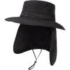 imageOversized XL XXL Mens UV 50 Waterproof Packable Mesh Neck Flap Sun Fishing Hat Bucket Bonnie HikingBlackflap