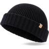 imageTOPEX XLXXL 100 Merino Wool Short Fisherman Beanie Hats for Men Women Knit Skull Cap Cuffed Beanies Warm Winter HatsBlack