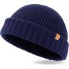 imageTOPEX XLXXL 100 Merino Wool Short Fisherman Beanie Hats for Men Women Knit Skull Cap Cuffed Beanies Warm Winter HatsBlue