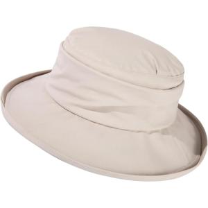 imageComhats Rain Hat for Women Waterproof Wide Brim Sun Hats for Ladies UV Protection Summer Bucket Hats Beach Packable 5562CM737beige