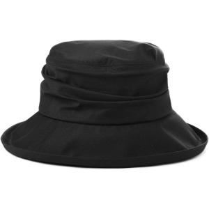 imageComhats Rain Hat for Women Waterproof Wide Brim Sun Hats for Ladies UV Protection Summer Bucket Hats Beach Packable 5562CM737black