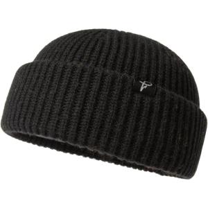imageOversize LXLXXL Merino Wool Blend Short Fisheman Beanie Lightweight Warm Hat for Cold Weather WinterBlack