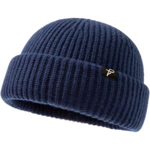 imageOversize LXLXXL Merino Wool Blend Short Fisheman Beanie Lightweight Warm Hat for Cold Weather WinterNavy