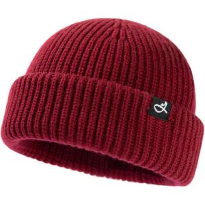 imageOversize LXLXXL Merino Wool Blend Short Fisheman Beanie Lightweight Warm Hat for Cold Weather WinterRed