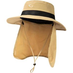 imageOversized XL XXL Mens UV 50 Waterproof Packable Mesh Neck Flap Sun Fishing Hat Bucket Bonnie HikingKhakiflap