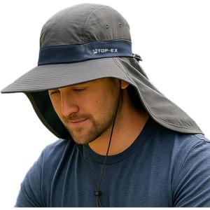imageTOPEX Cooling Sun Hat with Neck Flap  UPF 50 Wide Brim Breathable Hat for Hiking Fishing ampamp Big HeadsDark Grey