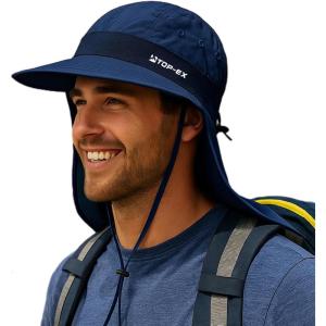 imageTOPEX Cooling Sun Hat with Neck Flap  UPF 50 Wide Brim Breathable Hat for Hiking Fishing ampamp Big HeadsNavy
