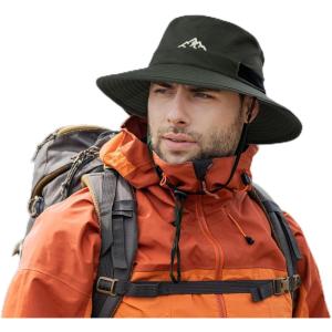 imageTOPEX LXLXXL UV50 Waterproof Bucket Sun Hat for Fishing Golf Hiking AllWeather Outdoor Rain Hat Stiff Brim94573army Green