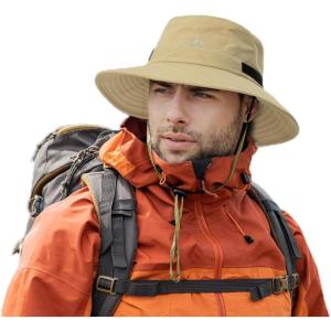 imageTOPEX LXLXXL UV50 Waterproof Bucket Sun Hat for Fishing Golf Hiking AllWeather Outdoor Rain Hat Stiff Brim94573khaki