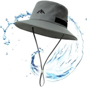 imageTOPEX LXLXXL UV50 Waterproof Bucket Sun Hat for Fishing Golf Hiking AllWeather Outdoor Rain Hat Stiff Brim94573light Grey
