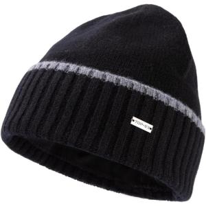 imageTOPEX XLXXL 100 Merino Wool Beanies Hats Men Fleece Lined Winter Knitted Hat Warm Cuffed Beanie95564black