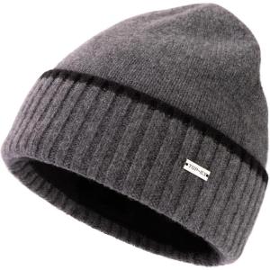 imageTOPEX XLXXL 100 Merino Wool Beanies Hats Men Fleece Lined Winter Knitted Hat Warm Cuffed Beanie95564grey