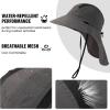 imageTOPEX LXL Ponytail Sun Hats for Women with Neck Flap UPF 50 Wide Brim Summer Hat Sunglass Lock Waterproof PackableDark Grey