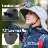 imageTOPEX LXL Ponytail Sun Hats for Women with Neck Flap UPF 50 Wide Brim Summer Hat Sunglass Lock Waterproof PackableDark Grey