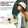 imageTOPEX Womens Wide Brim Sun Hat with Ponytail Hole UV 50 Summer Beach Sunhat for Fishing Hiking Outdoor Cooling MeshBeige