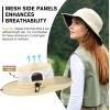 imageTOPEX Womens Wide Brim Sun Hat with Ponytail Hole UV 50 Summer Beach Sunhat for Fishing Hiking Outdoor Cooling MeshKhaki