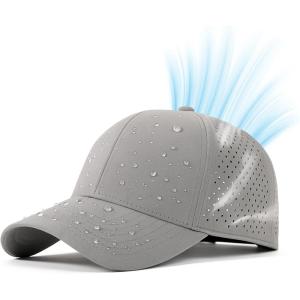 imageHydro Performance Snapback Baseball Cap Lightweight Cooling Hat for Large Heads Water Repellent Breathable FloatableGreyeco Pack