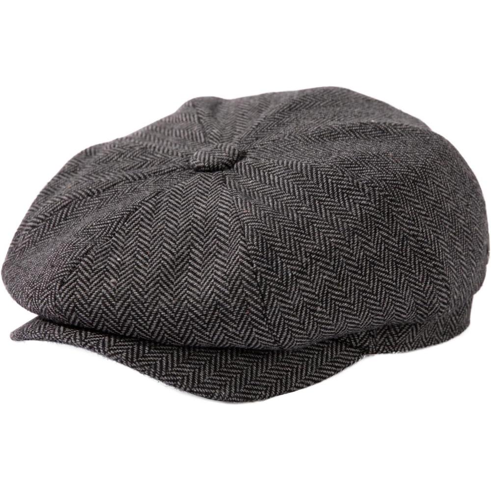 imageTOPEX LXLXXL Wool Tweed Newsboy Cap for Men Paperboy Warm Winter Hat Vintage Flat Ivy Cabbie Gatsby CapGrey Herringbone