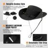 imageTOPEX Oversized XL XXL Mens Sun Hats Wide Brim Fishing Safari UPF50 Crown Big Head Chin Cord95552black
