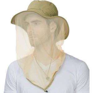 imageComhats Net Nylon Mesh Veil Bucket Hats for Men Sun UV Protection FishingGardeningBoating Outdoor99742khaki