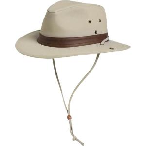 imageTOPEX Cotton Aussie Outback Hat for Men Women UPF 50 Panama Golf Sun Hat Wide Brim with Chin Strap Breathable ampamp PackableBeigewhite