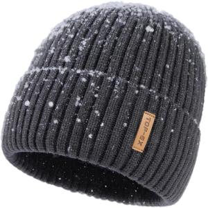 imageTOPEX DryKnit Waterproof LXLXXL Winter Fleece Lined Beanie Hat for Men Women Warm Knit Watch Skull Cap Cold WeatherCharcoalforge