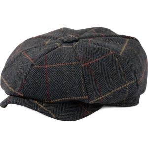 imageTOPEX LXLXXL Wool Tweed Newsboy Cap for Men Paperboy Warm Winter Hat Vintage Flat Ivy Cabbie Gatsby CapPlaid Navy Blue