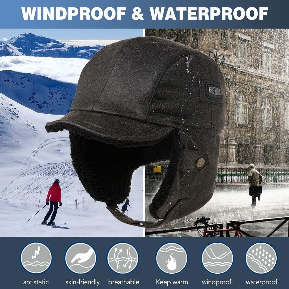 imageComhats Aviator Hat Faux Leather Pilot Cap Oversize Adult Men Winter Trapper Hunting Hat 5666CMArmy Green