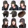 imageComhats Aviator Hat Faux Leather Pilot Cap Oversize Adult Men Winter Trapper Hunting Hat 5666CMArmy Green
