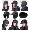 imageComhats Aviator Hat Faux Leather Pilot Cap Oversize Adult Men Winter Trapper Hunting Hat 5666CMBlack