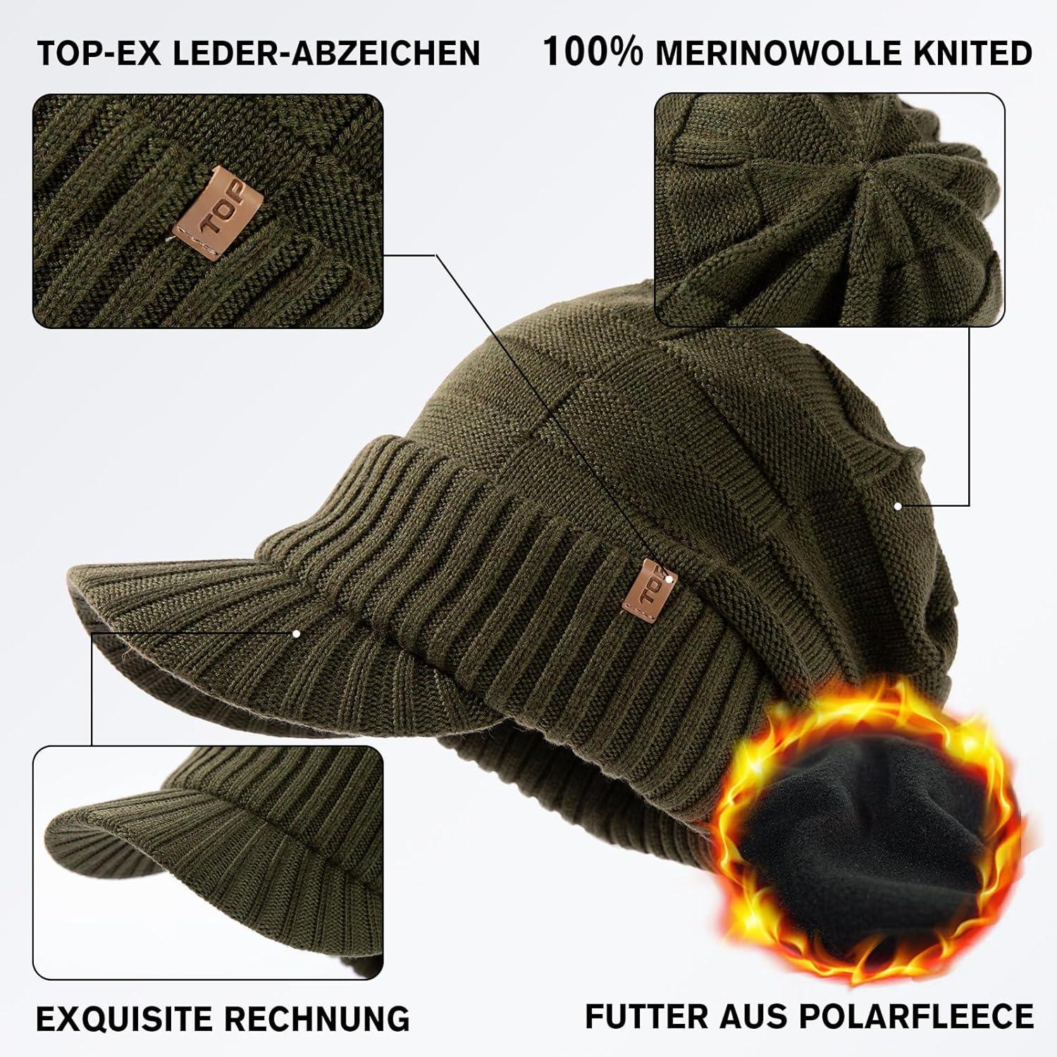 imageOversize LXLXXL Merino Wool Slouchy Waterproof Visor Beanie Big Large Head Knit HatArmy Green