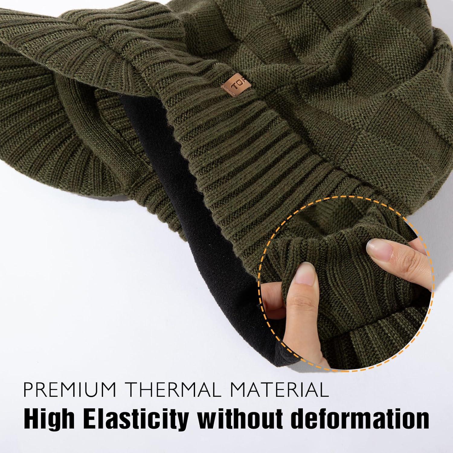 imageOversize LXLXXL Merino Wool Slouchy Waterproof Visor Beanie Big Large Head Knit HatArmy Green