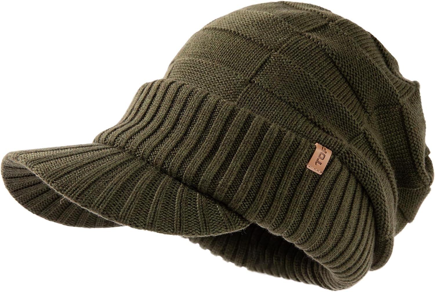 imageOversize LXLXXL Merino Wool Slouchy Waterproof Visor Beanie Big Large Head Knit HatArmy Green