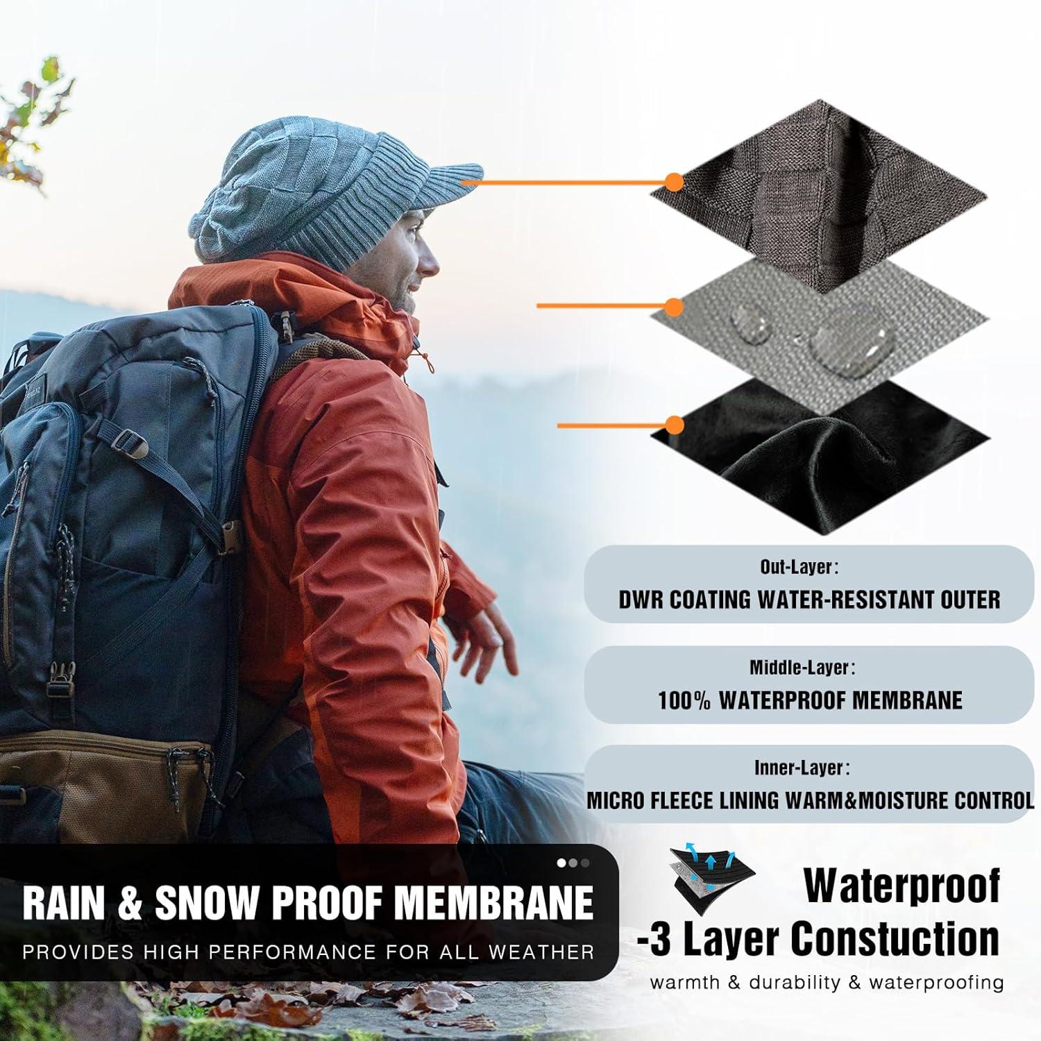 imageOversize LXLXXL Merino Wool Slouchy Waterproof Visor Beanie Big Large Head Knit HatBlack