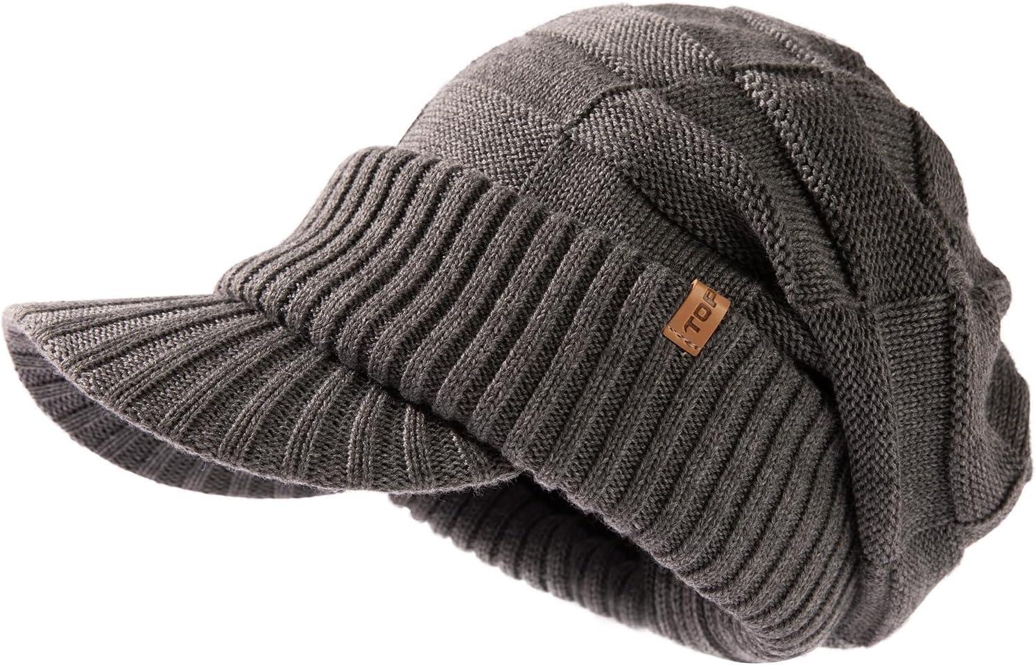 imageOversize LXLXXL Merino Wool Slouchy Waterproof Visor Beanie Big Large Head Knit HatGrey