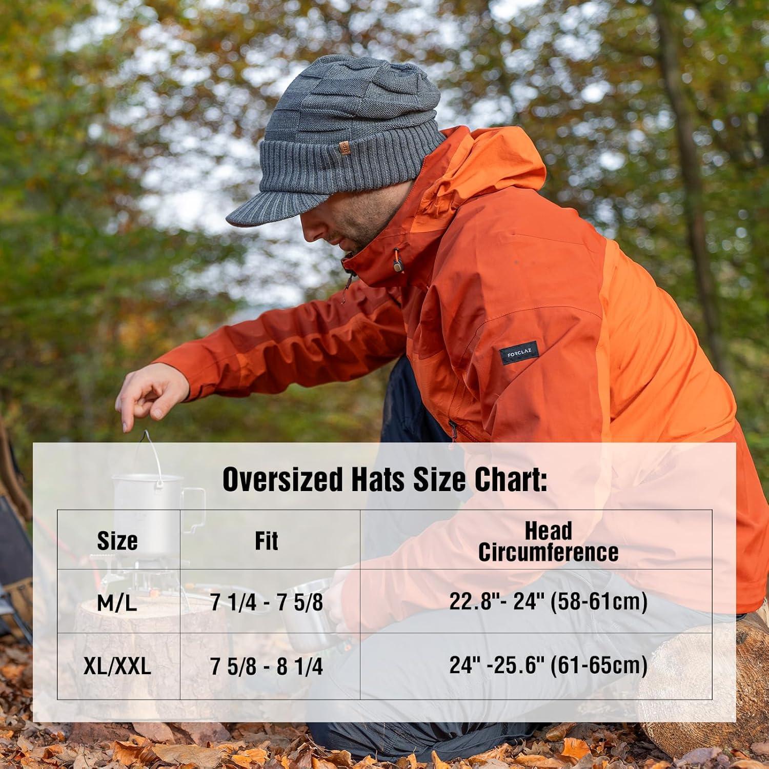 imageOversize LXLXXL Merino Wool Slouchy Waterproof Visor Beanie Big Large Head Knit HatGrey