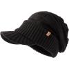 imageOversize LXLXXL Merino Wool Slouchy Waterproof Visor Beanie Big Large Head Knit HatBlack