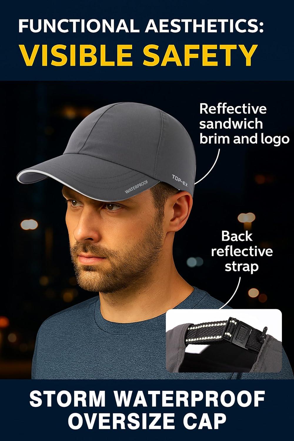 imageOversized XL XXL Waterproof All Weather Performance Running Cap Recycled Unstructured Baseball Hat Urban StormStorm White