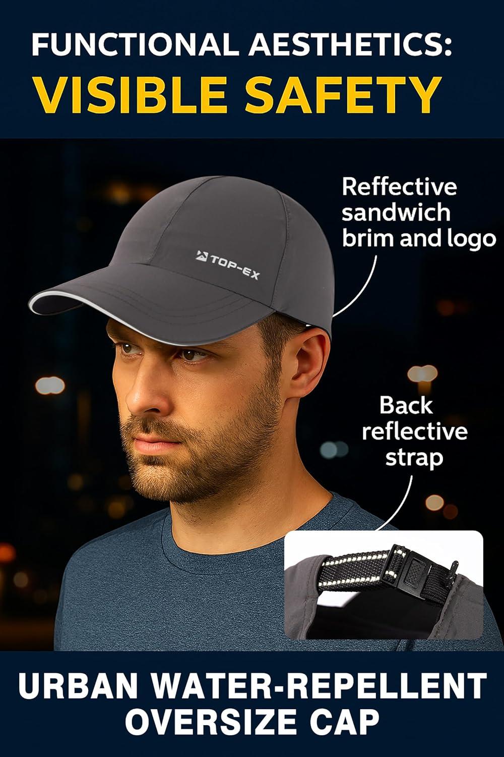 imageOversized XL XXL Waterproof All Weather Performance Running Cap Recycled Unstructured Baseball Hat Urban StormUrban Darkgrey