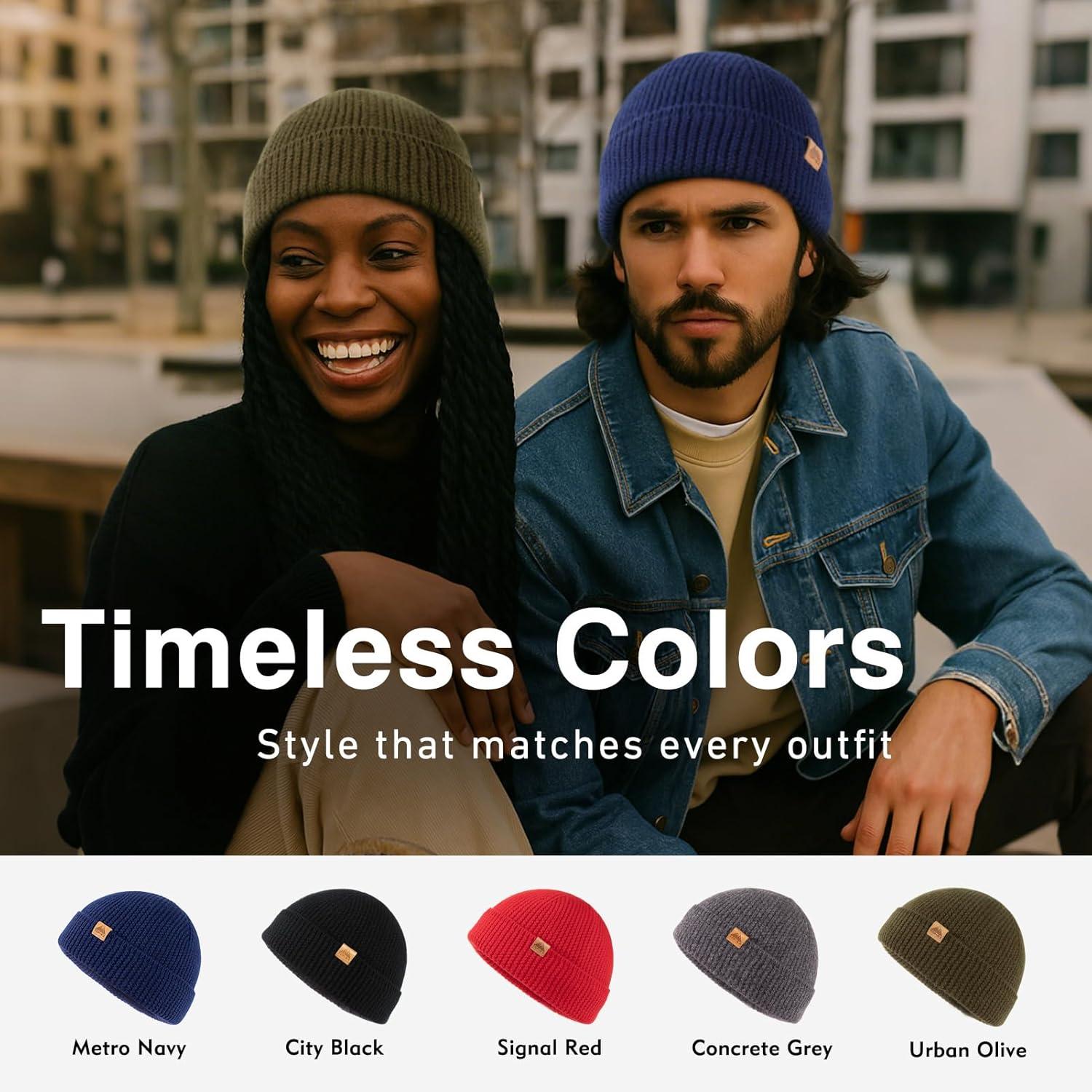 imageTOPEX PolarWool 100 Merino Wool Fisherman Beanie Hat  Soft Single Layer Warm Short Sailor Trawler Cap for Men WomenUrban Olive