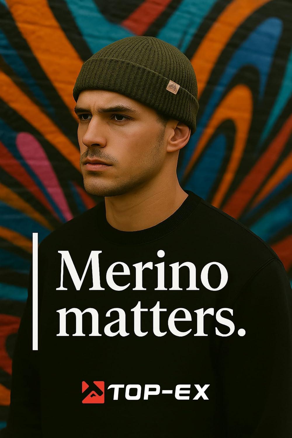 imageTOPEX PolarWool 100 Merino Wool Fisherman Beanie Hat  Soft Single Layer Warm Short Sailor Trawler Cap for Men WomenUrban Olive