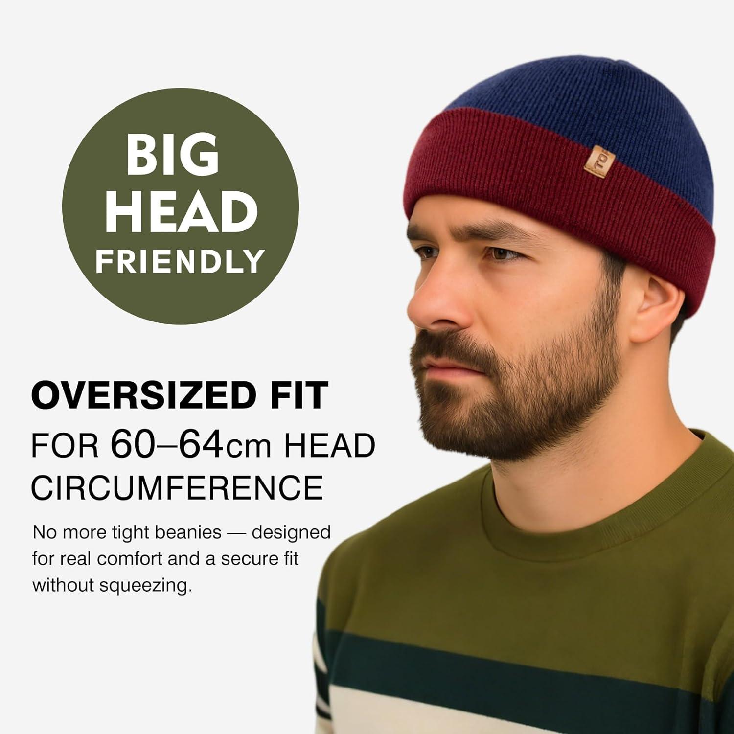 imageTOPEX PolarWool Merino Wool Fisherman Beanie  Dual Layer Knit Hat with Two Styles for Large HeadsArmy Green